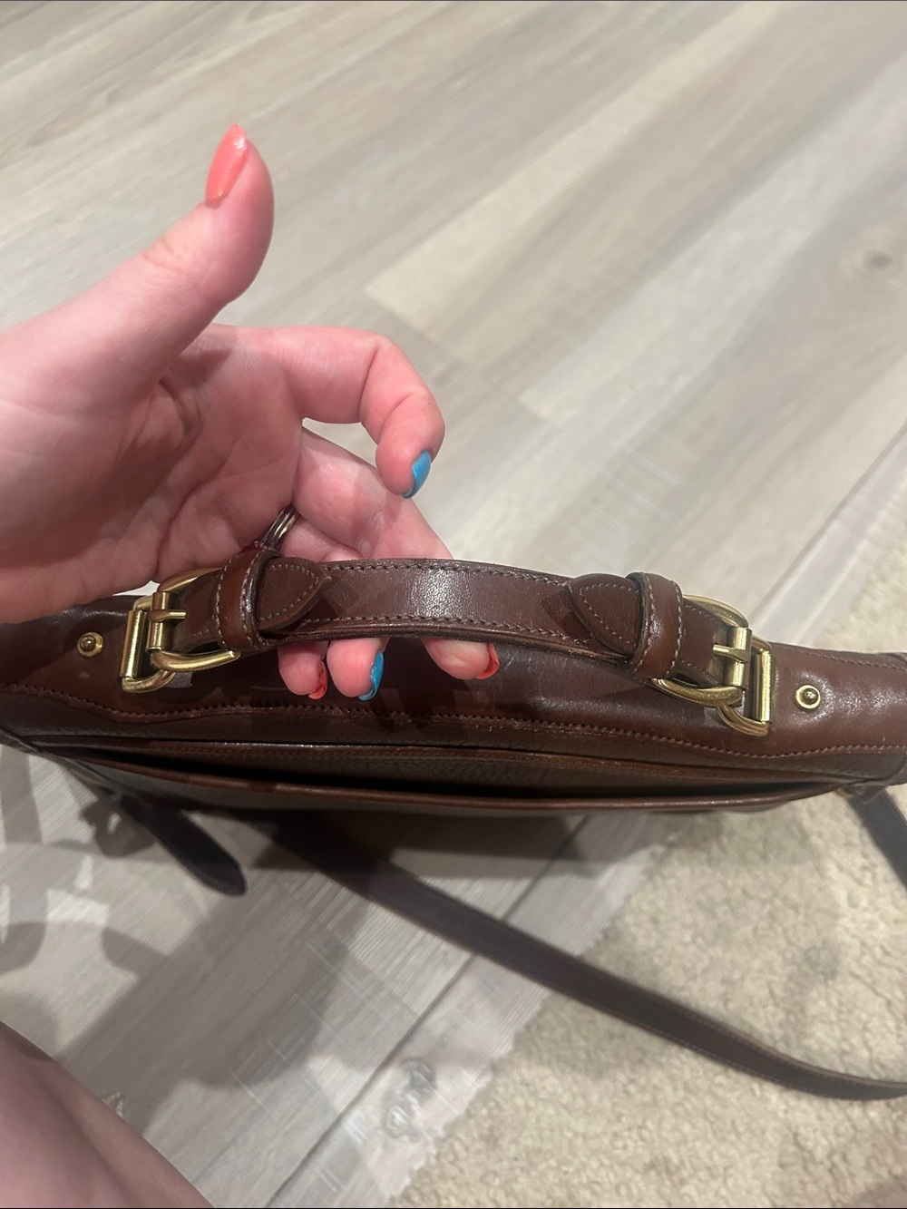Vintage Dark Brown Leather Dooney & Bourke Crossbody Satchel - Picture 11 of 15